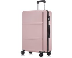 YONSLY Handbagage Koffer - 76 × 49 × 29 cm - 98 L - Cijferslot - 360° Draaibare Wielen - Grote Trolley - Roségoud