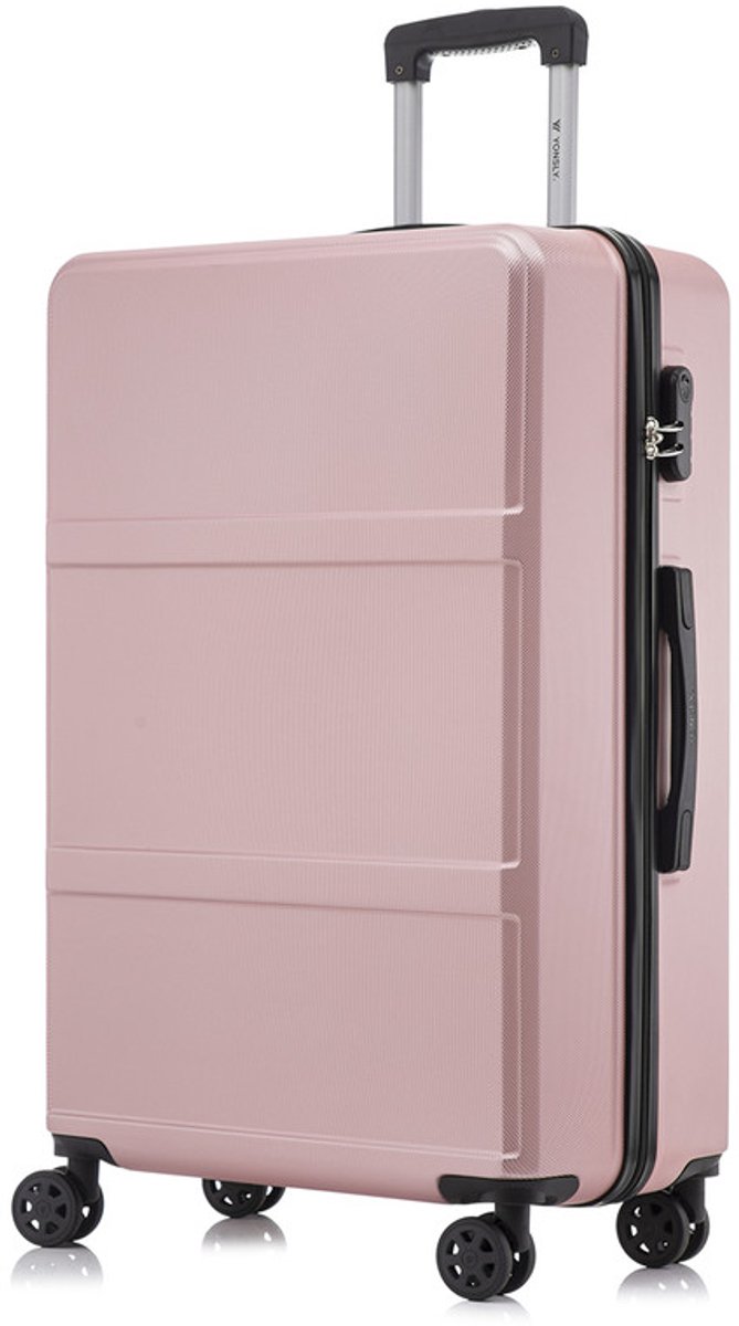 YONSLY Handbagage Koffer - 76 x 49 x 29 cm - 98 L - Cijferslot - 360° Draaibare Wielen - Grote Trolley - Roségoud