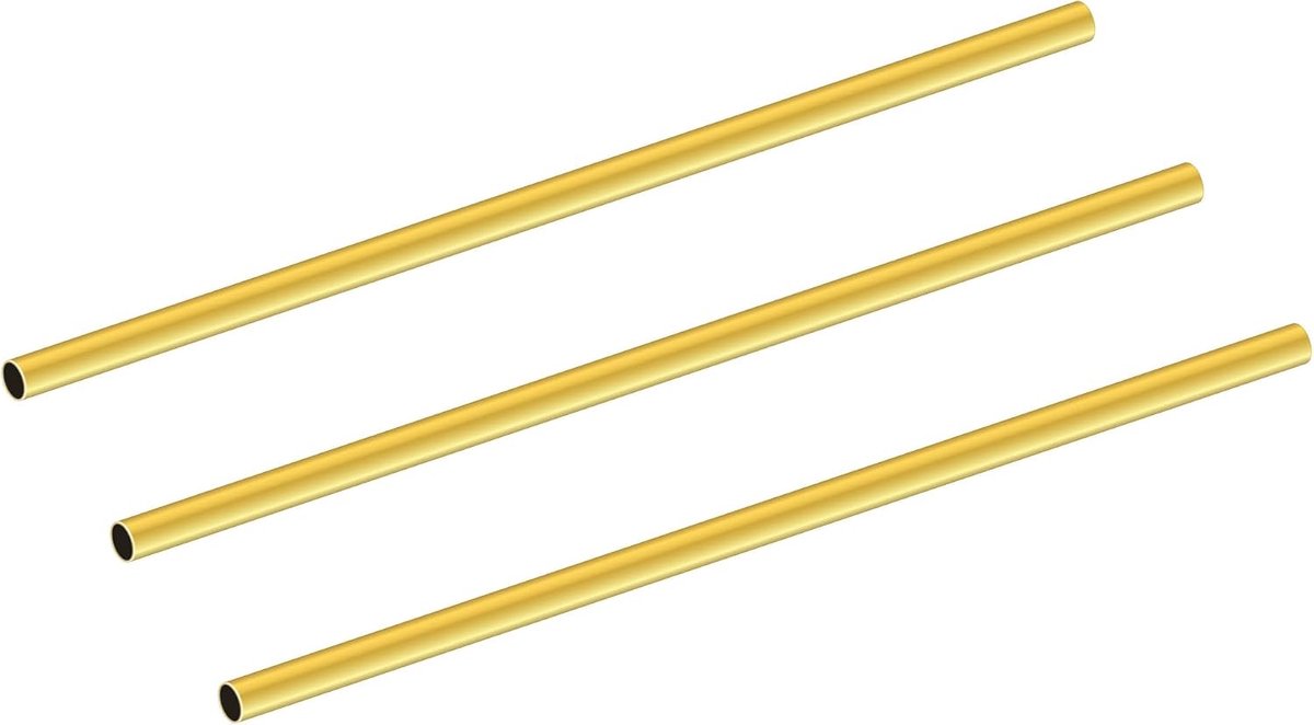 Messing buis 3 mm OD x 0,2 mm wanddikte x 200 mm lengte, naadloze ronde messing buizen voor doe-het-zelf ambachten (3 stuks)