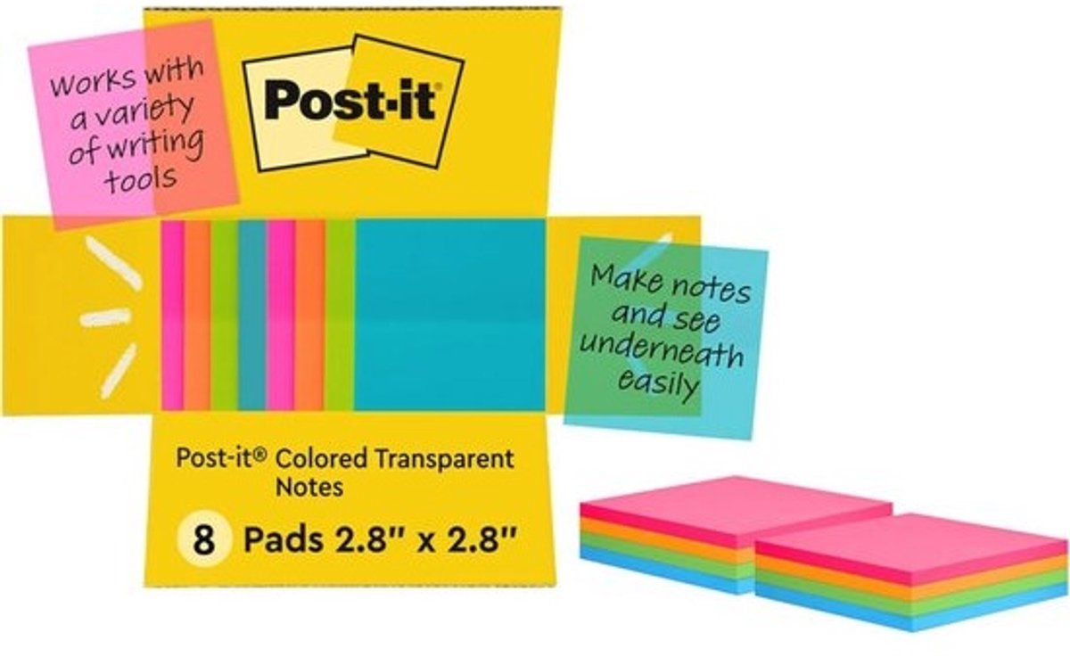 Transparante kleefnotities - 3 x 3 inch - Voor eenvoudig notities maken
