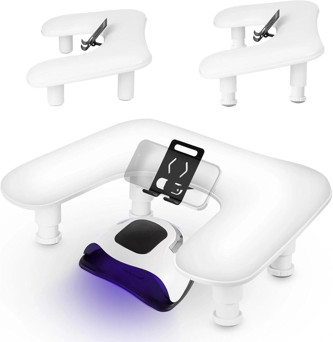 Manicure-armsteun, verstelbare manicure-armsteun met mobiele telefoonhouder, antislip-handsteun voor nagelsalon
