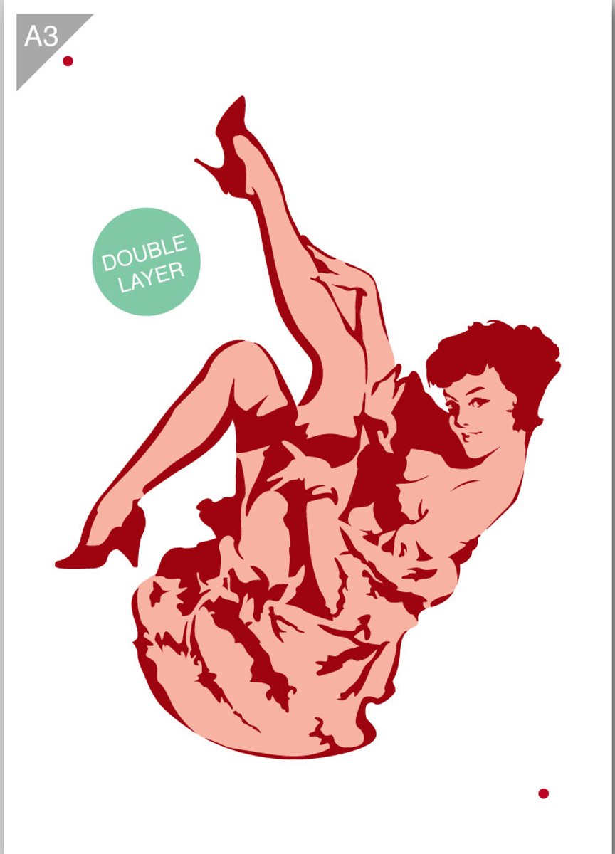 Danseres sjabloon - 2 lagen kunststof A3 stencil - Kindvriendelijk sjabloon geschikt voor graffiti, airbrush, schilderen, muren, meubilair, taarten en andere doeleinden