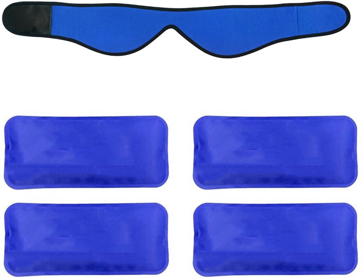 Warm en koud gelpak - Koelpak - Met hoes - Geschikt voor gezichtspijn, tandpijn, pijn na het trekken van verstandskiezen en verlichting na kaakgewrichtsoperaties - Inclusief 4 gel-ijspakken - Blauw