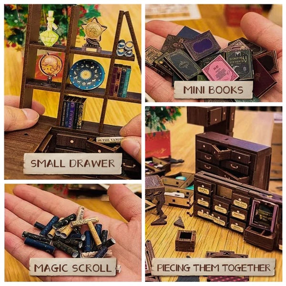 CuteBee Book Nook - Modelbouw - Houten 3D Puzzel - DIY Bouwpakket Volwassenen en Volwassenen - Boekensteun - Boekenhouder - The Magic Pharmacist — afbeelding 8