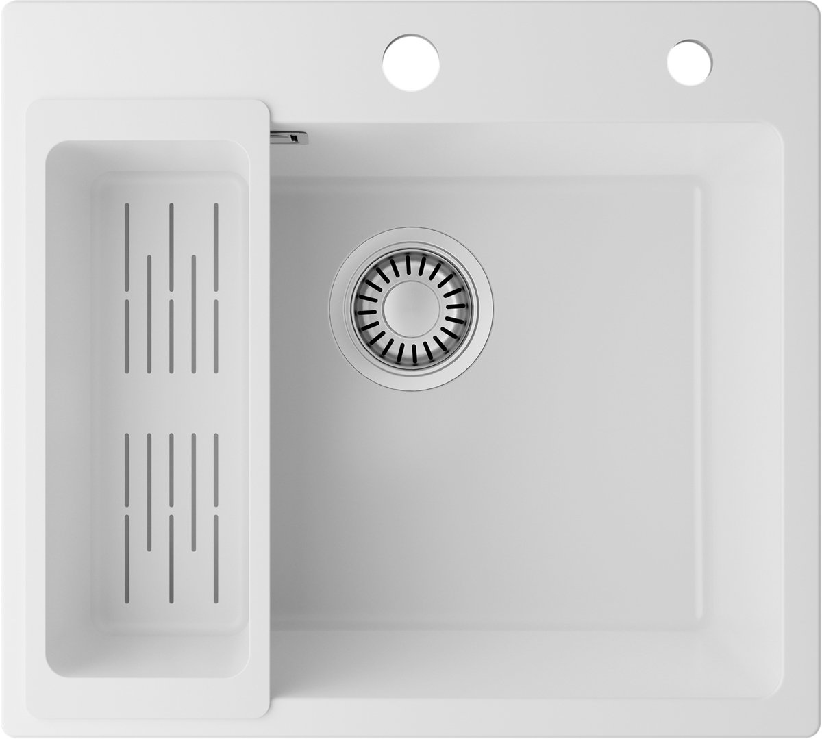 SOFETIY MAX 50*45cm Granieten Spoelbak - Spoelbak Keuken Wit - Spoelbakken Keuken - Wasbak Keuken Met Afdruiprek en Waterafvoersysteem