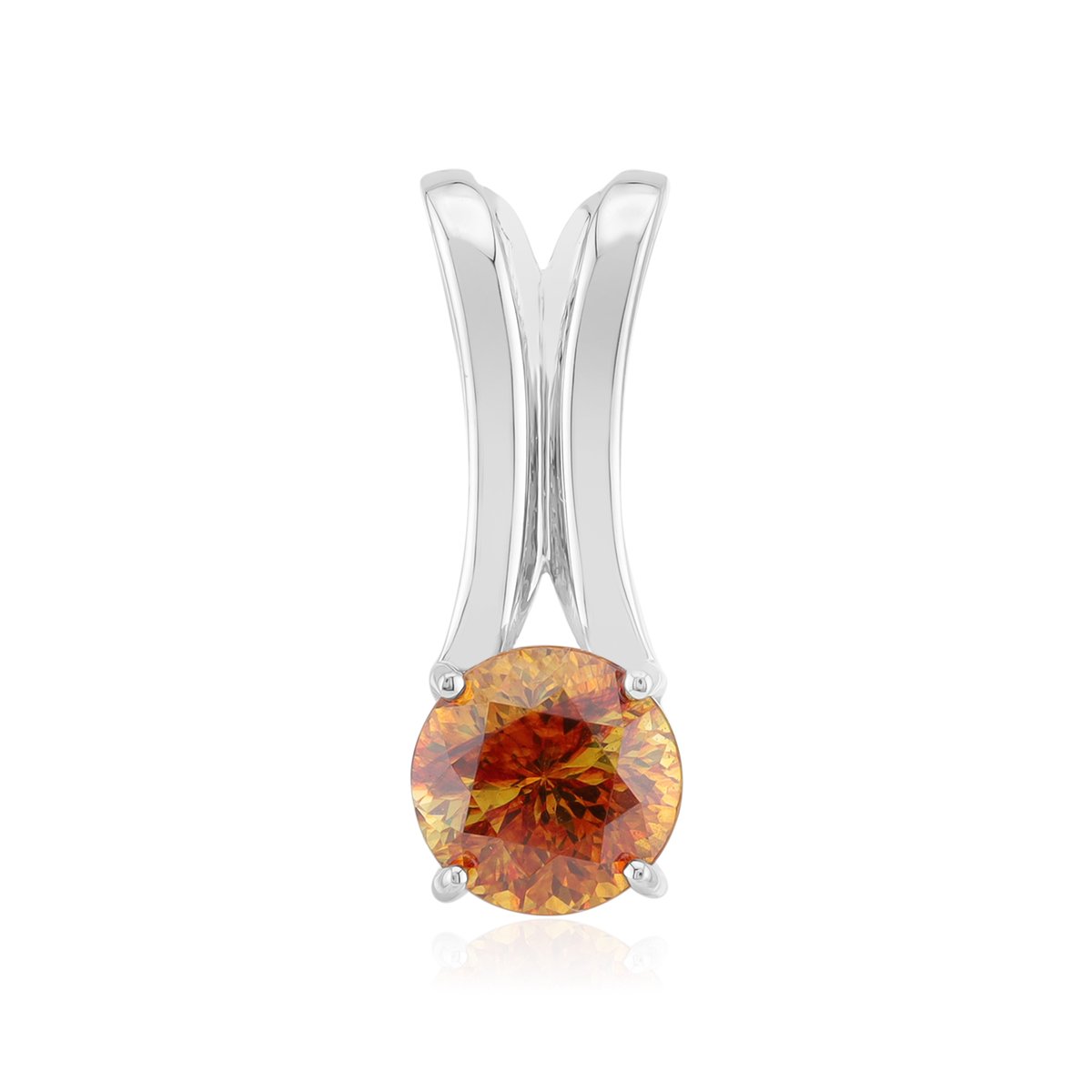 Cavill - Hanger 925 Sterling Zilver Gerhodineerd - Oranje Sfaleriet 1,58 ct Rondgeslepen - Elegante Prongzetting - Spaans Design