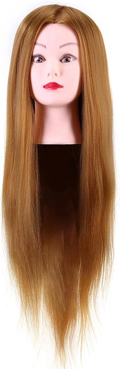 Mannequinhoofd van 40% Echt Haar met Blond Haar, 26 Inch Oefenhoofd voor Schoonheidsleraren, Hittebestendige Vezels, Ideaal voor Krullen en Rechttrekken