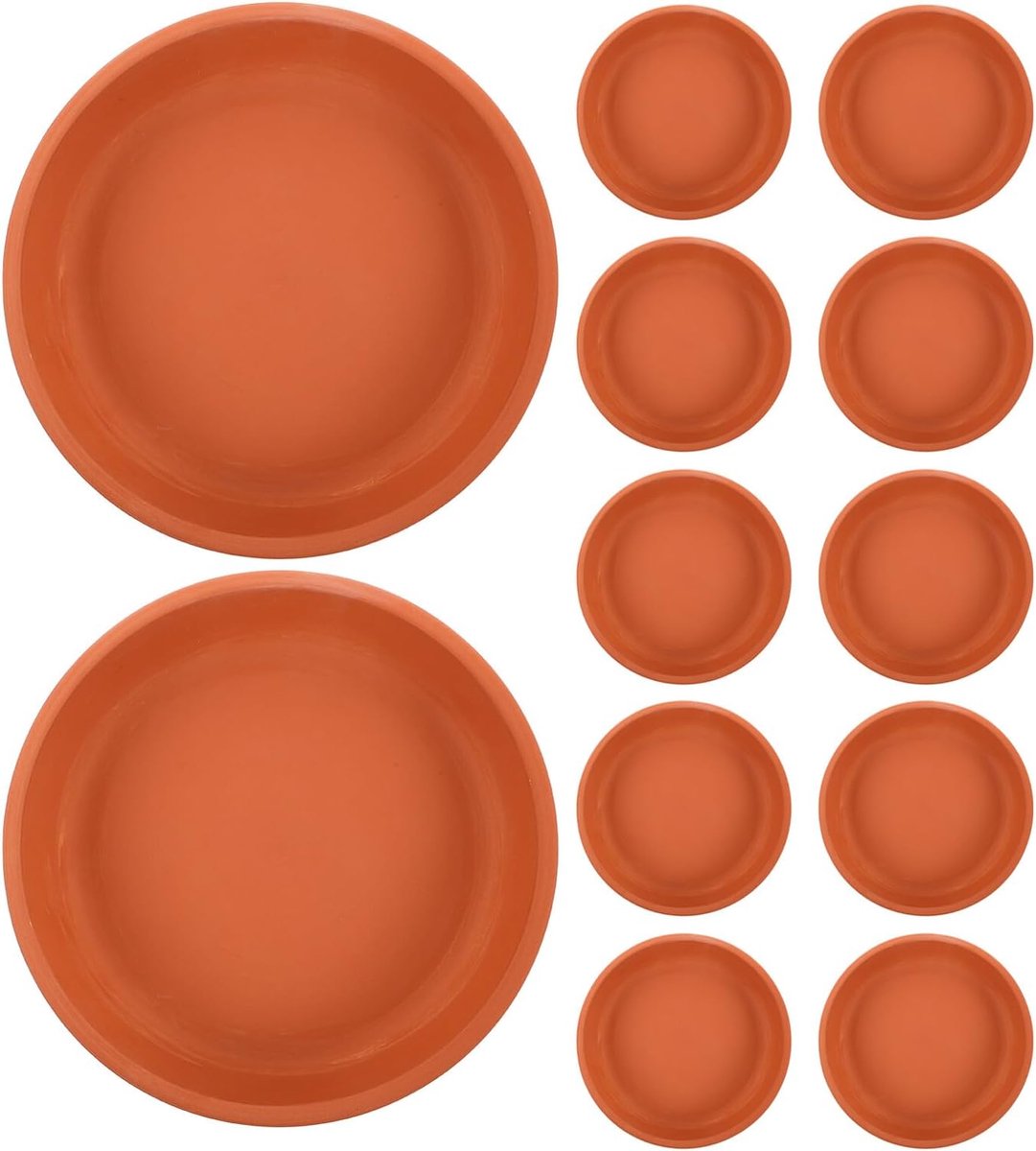 12 Stuks Delige Terracotta Ronde Bloempot Druppelbakken Ademende Wateropvangschotels voor Binnen Buiten Stabiele Plantenonderzetters tegen Wortelrot Overbewatering