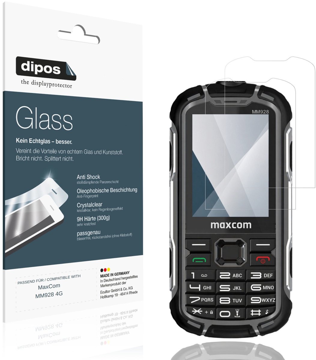 dipos – 2x Pantserfolie geschikt voor MaxCom MM928 4G | 9H Screenprotector