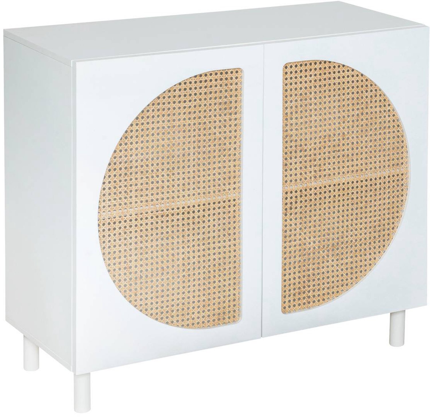 Atmosphera Créateur d'intérieur® Buffetkast met 2 deuren en rotan vlechtwerk met verstelbare plank CABRAS Blanc