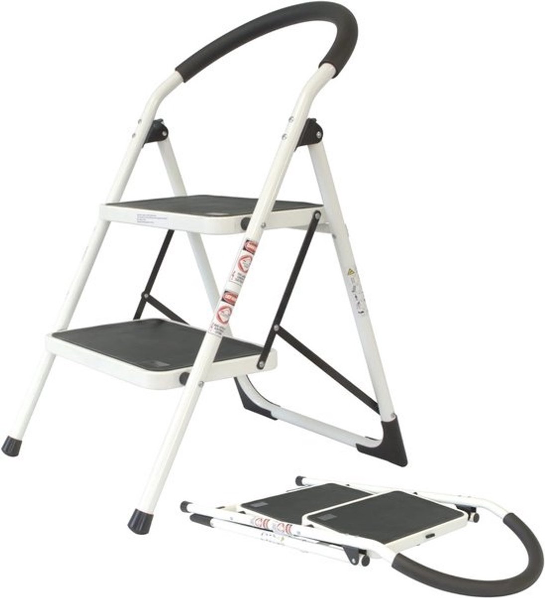Opklapbare stalen trapladder met antislip treden - Veilig en ergonomisch | 150 kg belastbaar | 84 cm hoogte