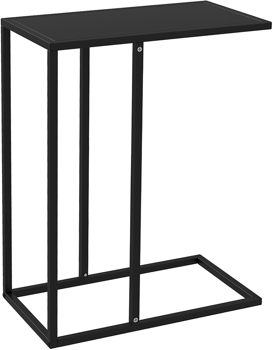 Homona Bijzettafel in C-vorm - Met stalen frame - 46 x 26 x 60 cm - Zwart