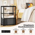 Zwarte bijzettafel met ingebouwde stekkerdoos, inclusief 2 AC-aansluitingen, USB en Type-C poort.