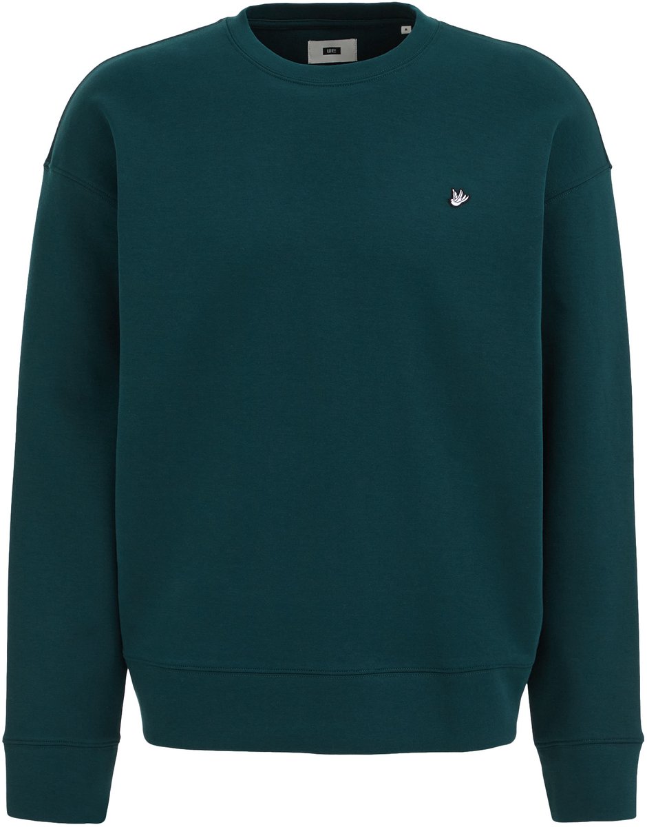 WE Fashion Heren relaxed fit sweater van interlock met embroidery