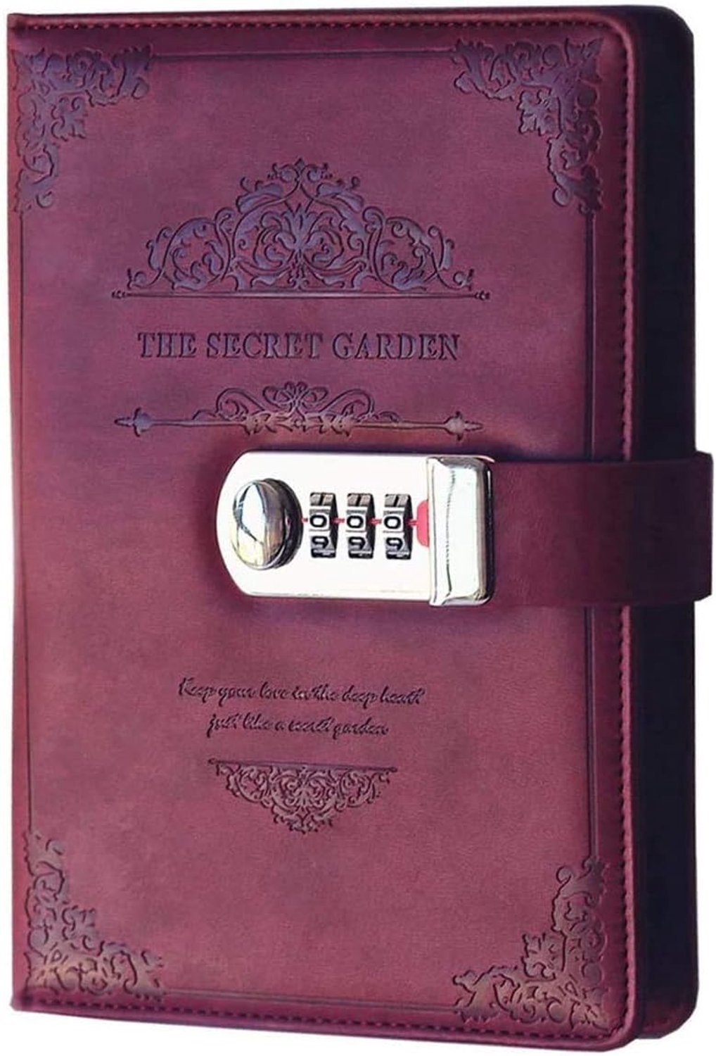 Notitieboek met combinatie slot - vintage PU leer - rood - geheimen veilig bewaren - ShopVlot