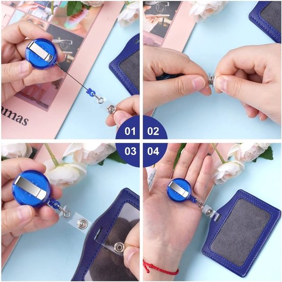 ID Badge Houder Set van 2, Inclusief Retractable ID Badge Reel, Ideaal voor School, Werk en Evenementen, Lichtblauw en Duurzaam — afbeelding 3
