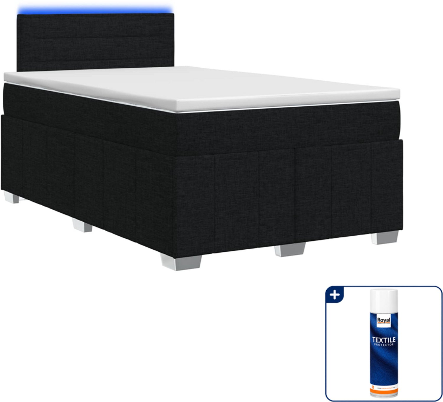 vidaXL boxspringbed met matras - 120 x 200 cm - zwart - Inclusief textielbeschermer 500 ml