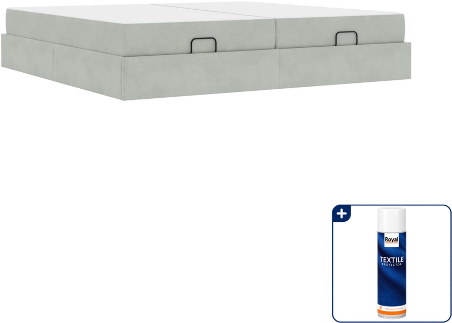vidaXL bedframe met matras - super kingsize - 200 x 200 cm - fluweel - lichtgrijs - Inclusief textielbeschermer 500 ml Bruin