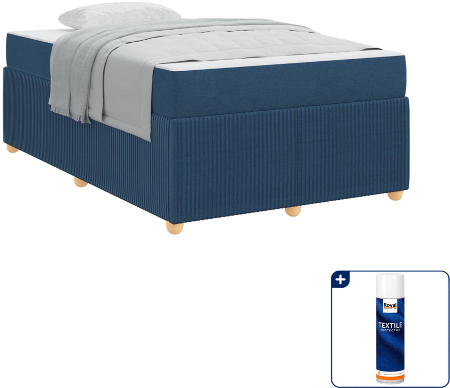 vidaXL bedframe - 120 x 200 cm - blauw - Inclusief textielbeschermer 500 ml