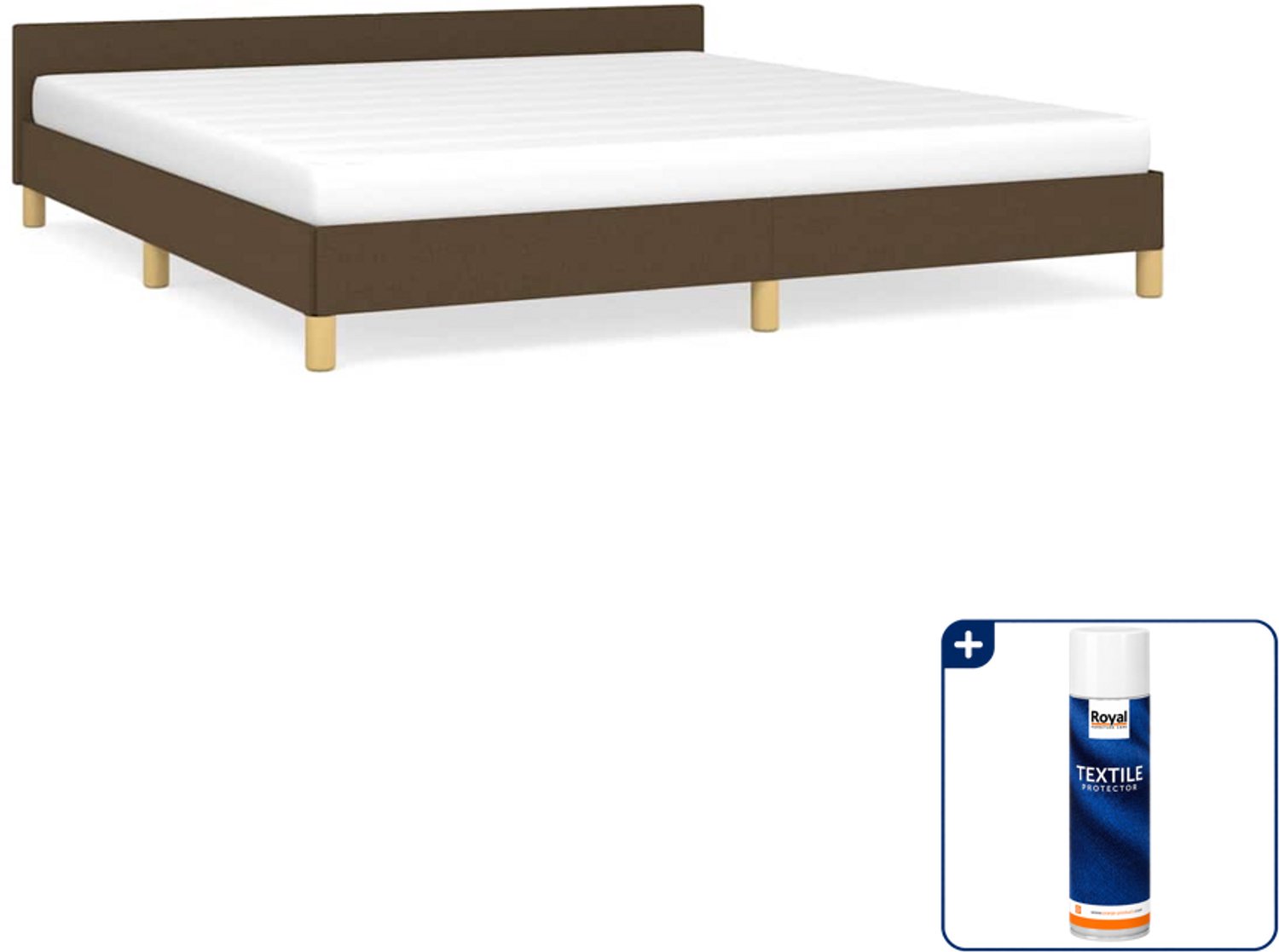 vidaXL Queensize bedframe 160 x 200 cm - stof - donkerbruin - Inclusief textielbeschermer 500 ml