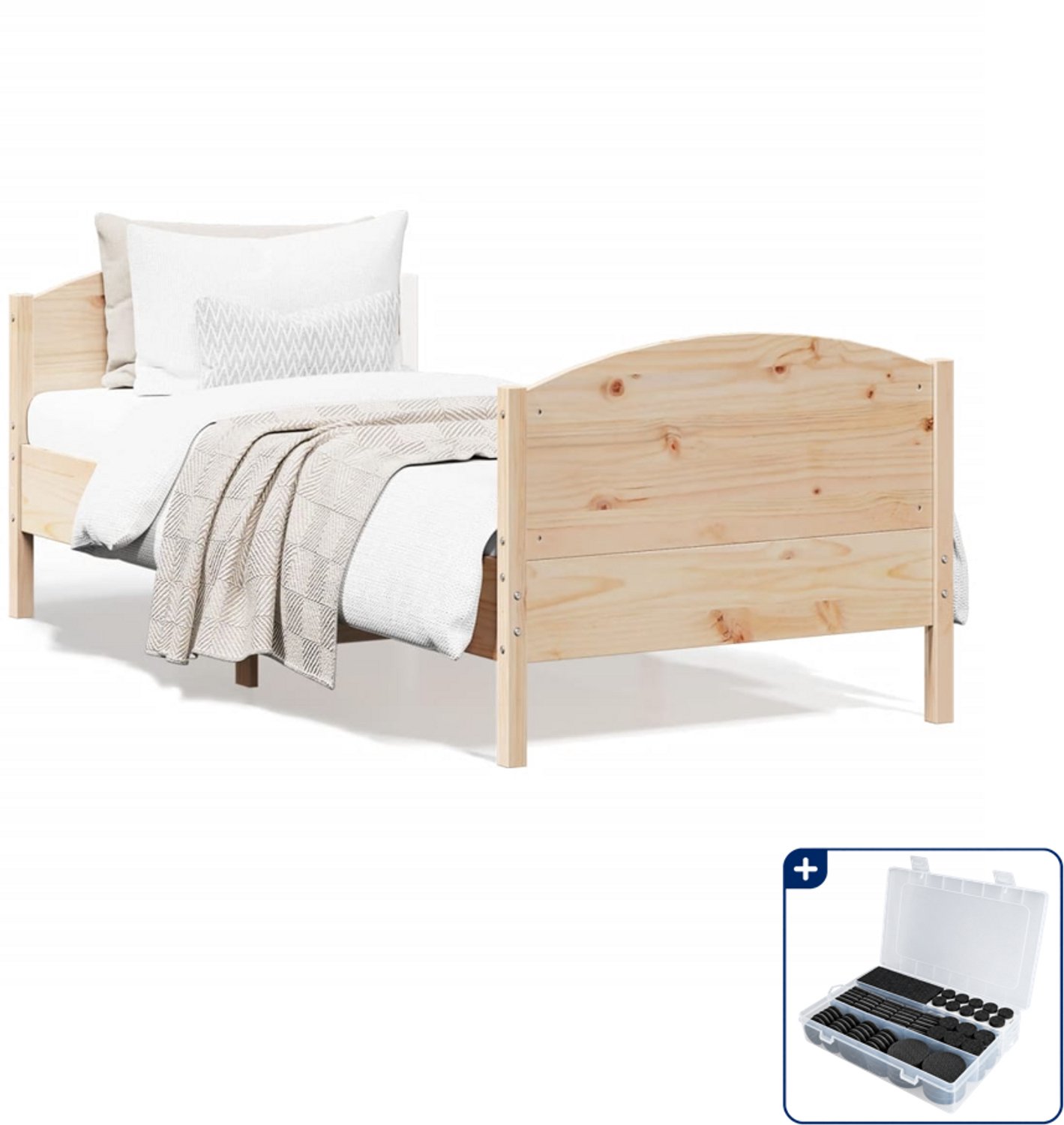 vidaXL bedframe - 90 x 190 cm - massief grenenhout - Inclusief antikrasvilt 177-delig Bruin