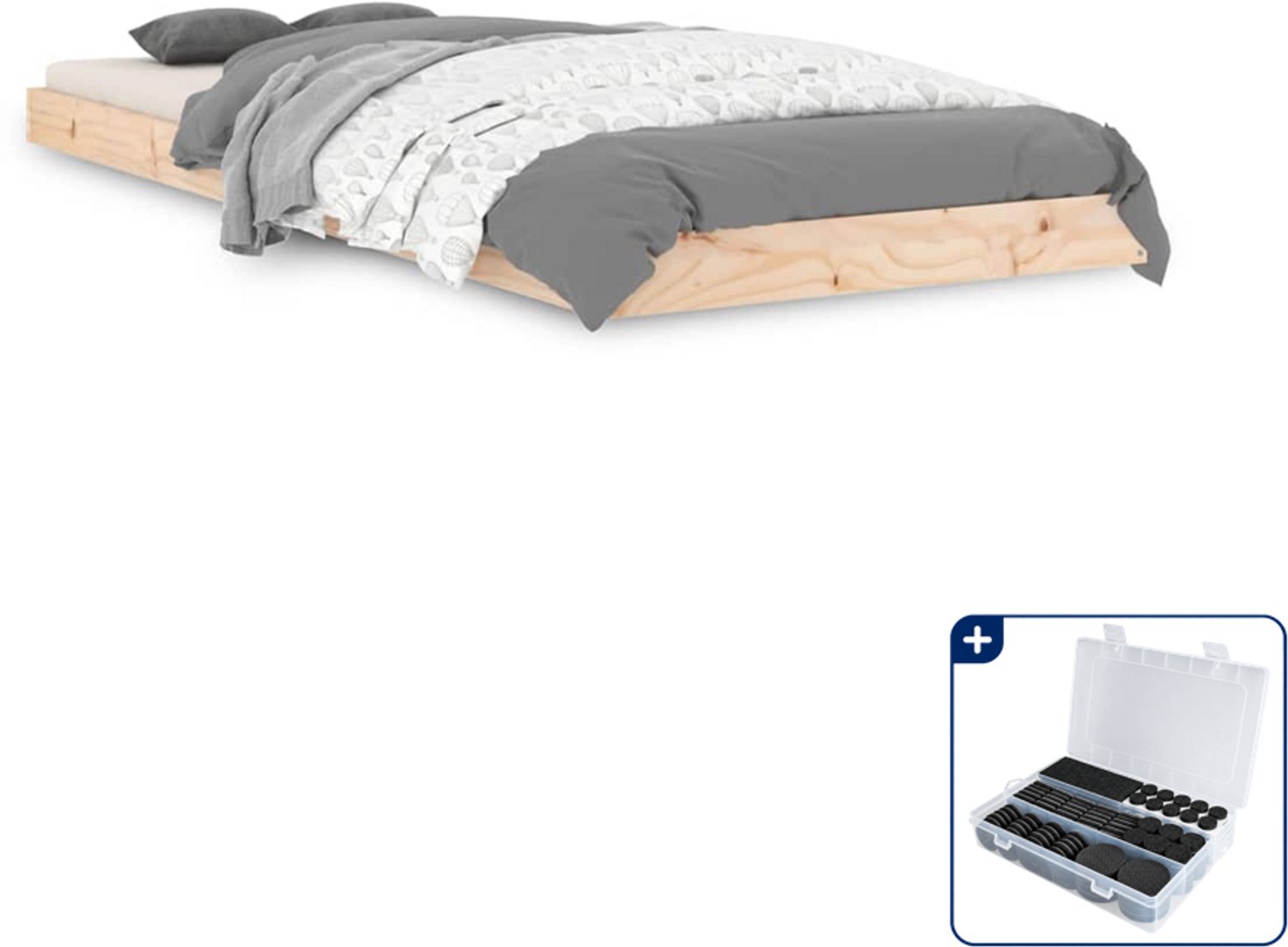 vidaXL bedframe - 75 x 190 cm - massief grenenhout - Inclusief antikrasvilt 177-delig Bruin