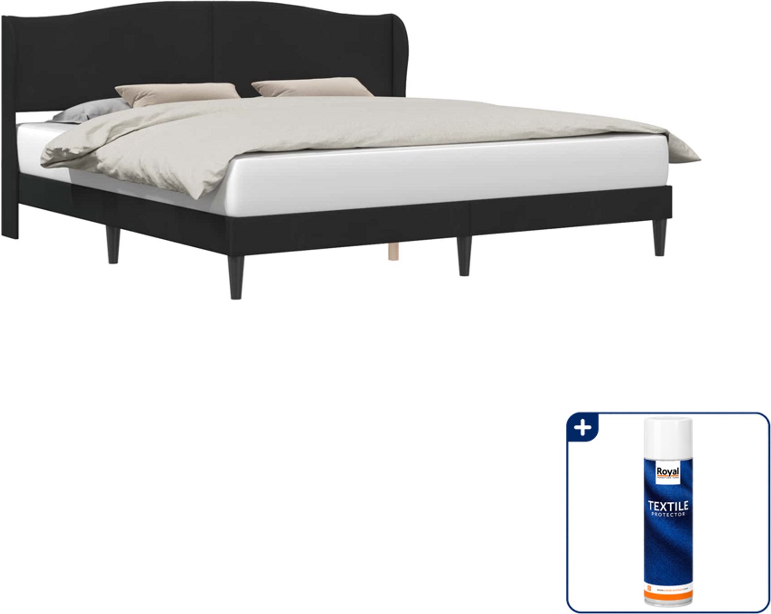 vidaXL bedframe - 200 x 200 cm - zwart - Inclusief textielbeschermer 500 ml