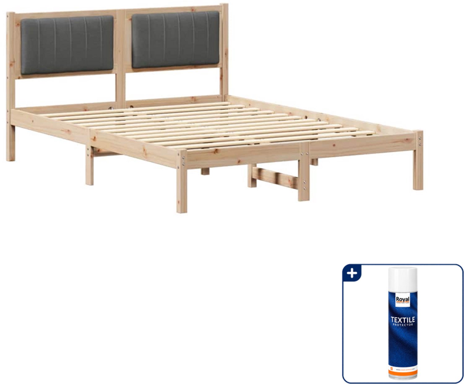 vidaXL bedframe - 140 x 190 cm - donkergrijs - Inclusief textielbeschermer 500 ml Bruin