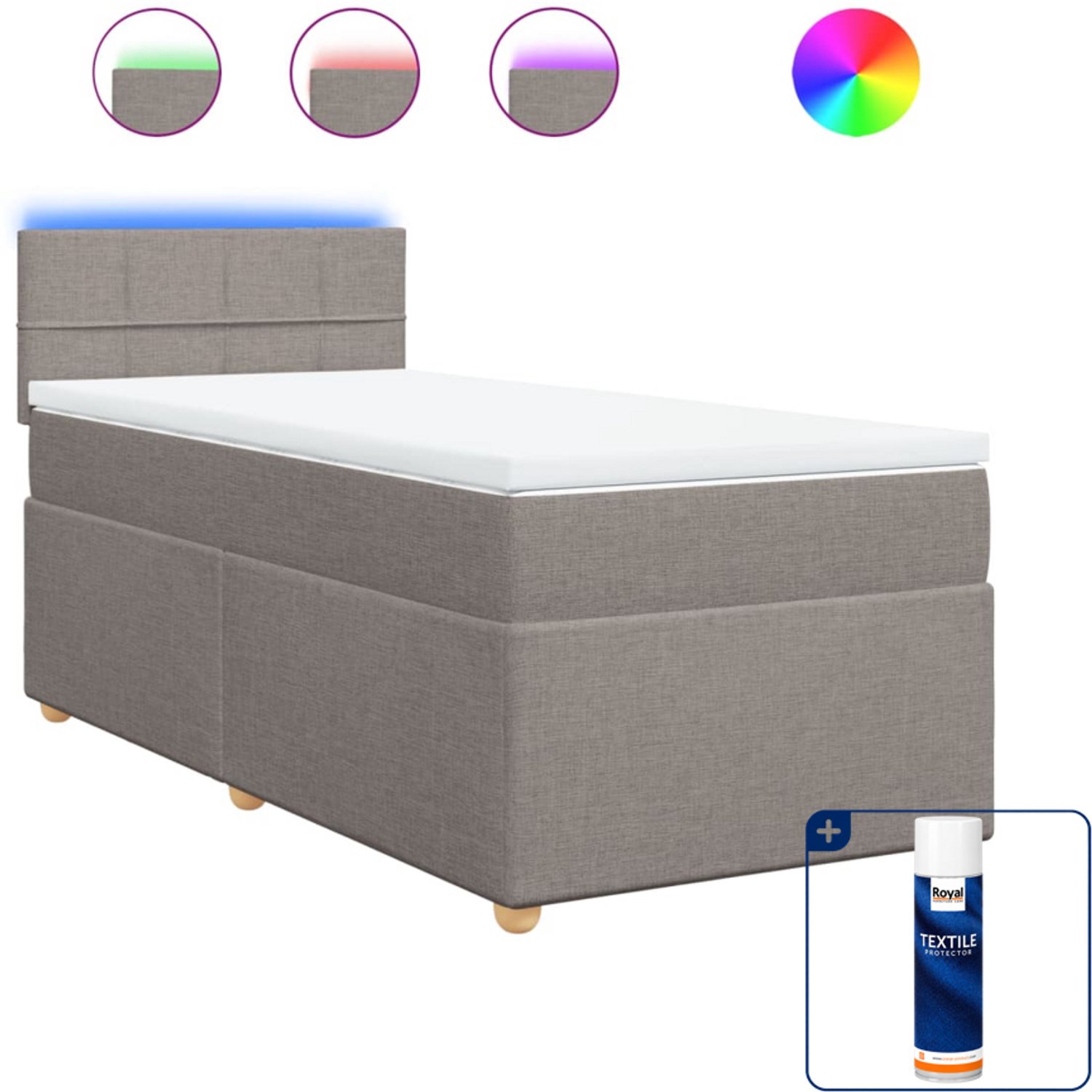 vidaXL boxspring met matras 100 x 200 cm - stof - taupe - Inclusief textielbeschermer 500 ml