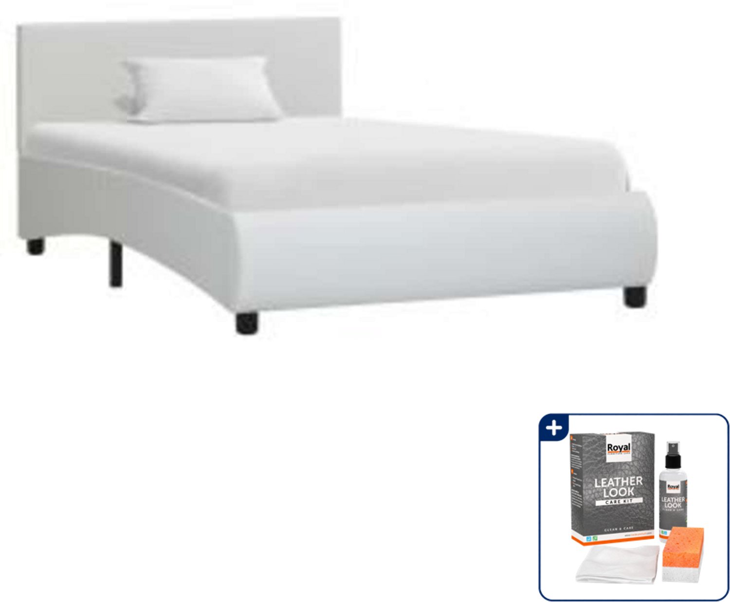 vidaXL bedframe - 100 x 200 cm - kunstleer - wit - Inclusief onderhoudsset voor kunstleer 150 ml Bruin