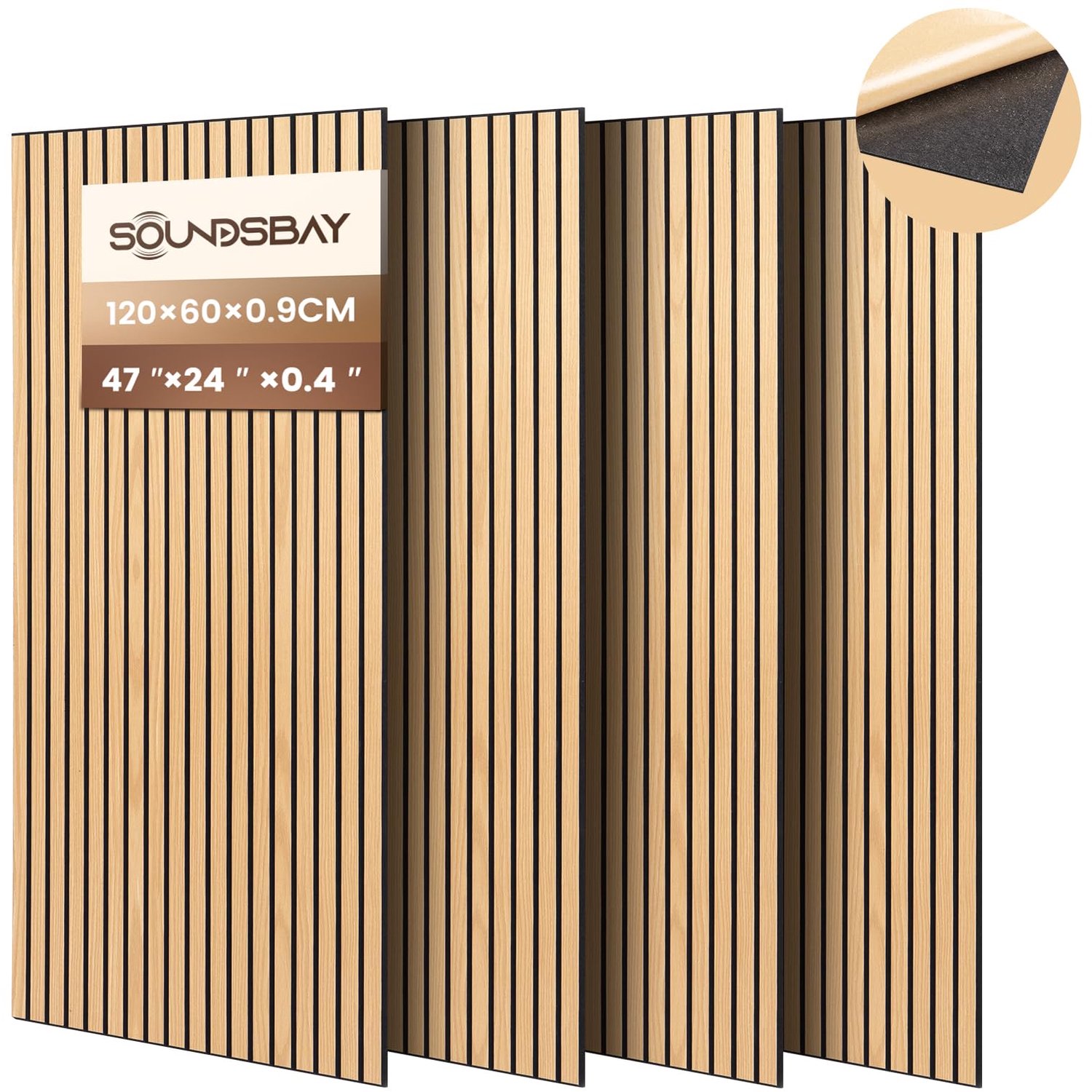 Soundsbay Akoestische panelen, zelfklevend, 2,88 m²-4 stuks, 120 x 60 x 0,9 - ShopVlot