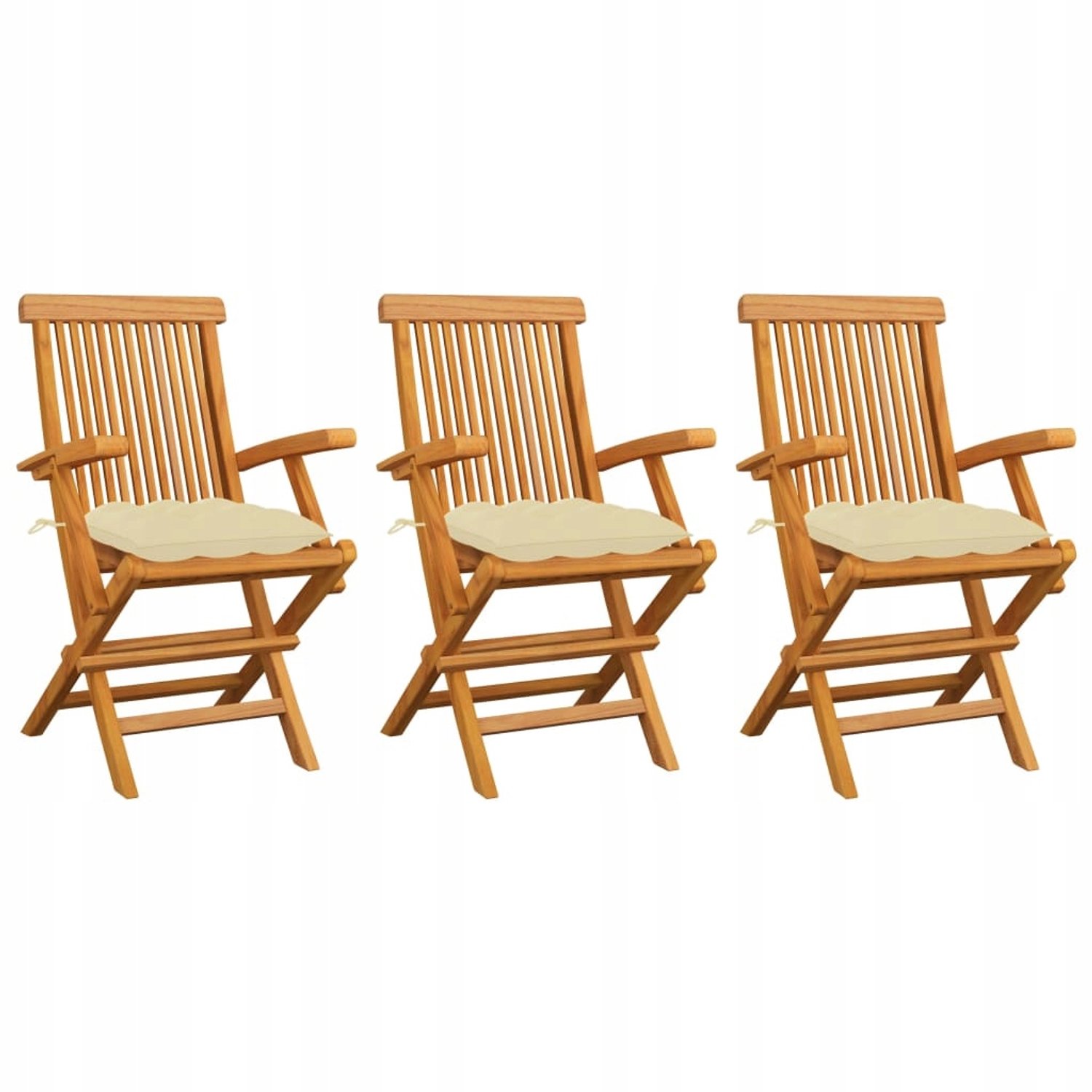 3x Houten Tuinstoelen met Kussens - Comfortabel en Opvouwbaar