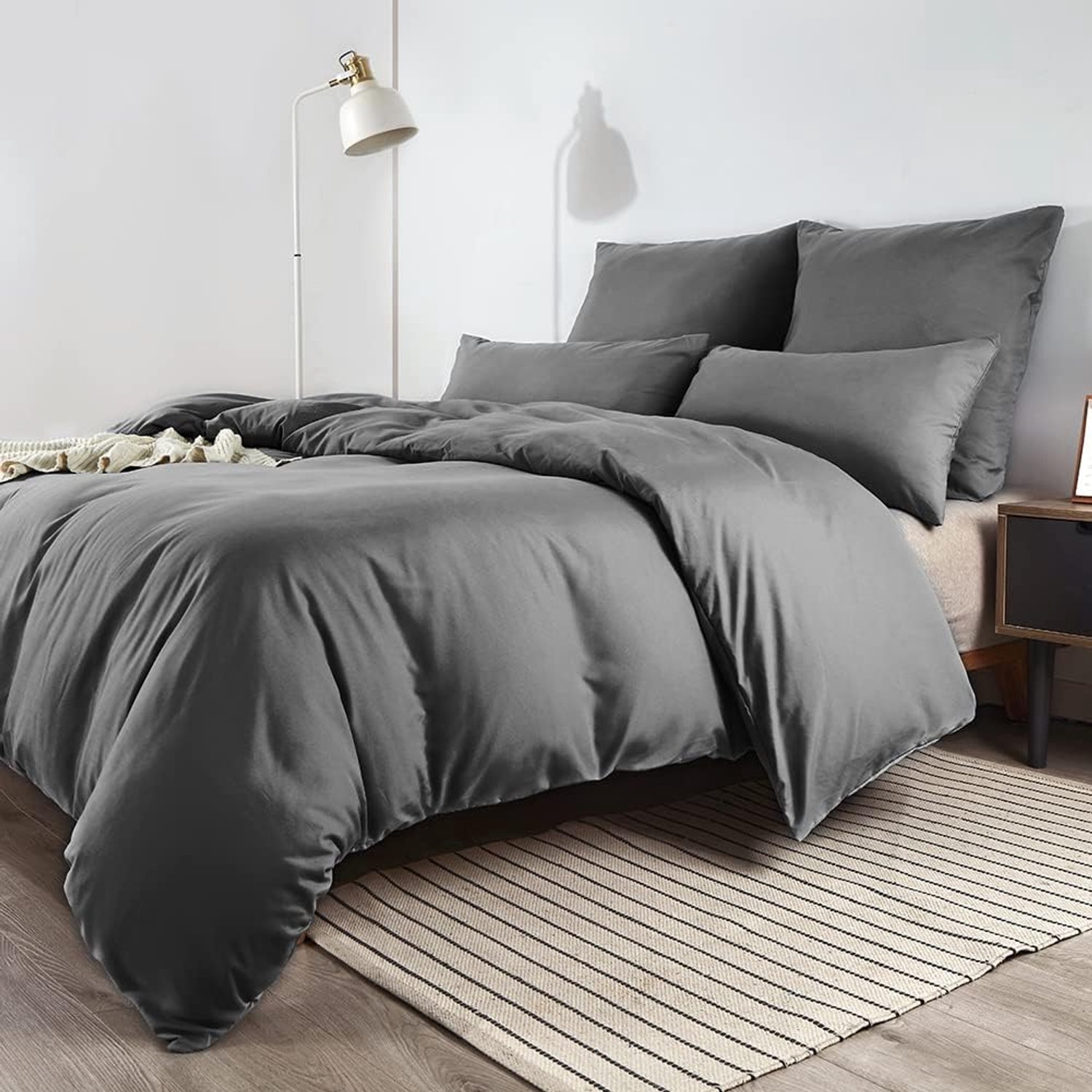 QEVA Dekbed - Dekbed zonder Overtrek - Warmtedeken - Antraciet - 200cm x 180cm x 3cm