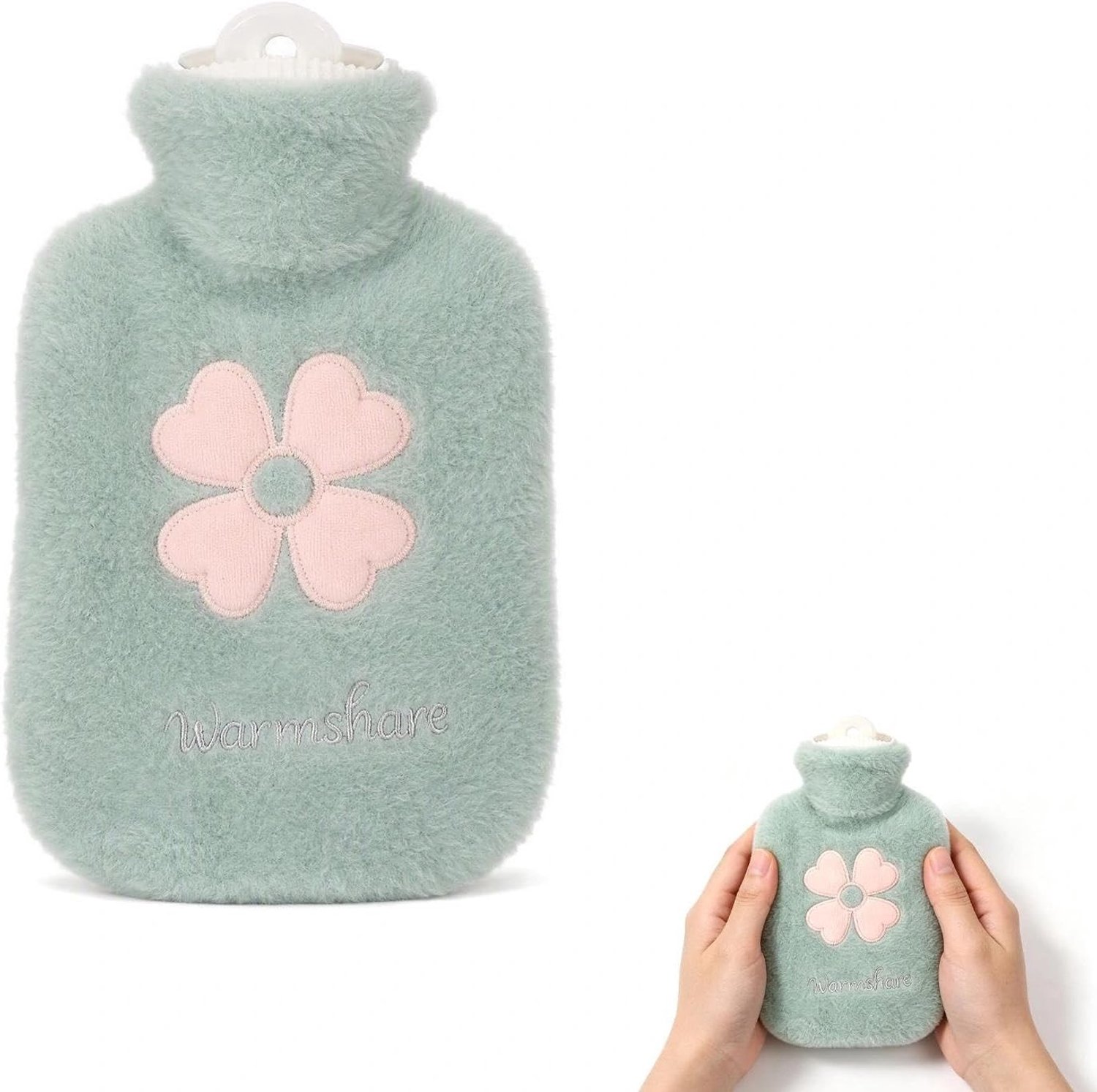Warmwaterkruik - Lichtgroen - 14 x 22 cm - Met Zachte Hoes - Voor Comfortabele Warmte