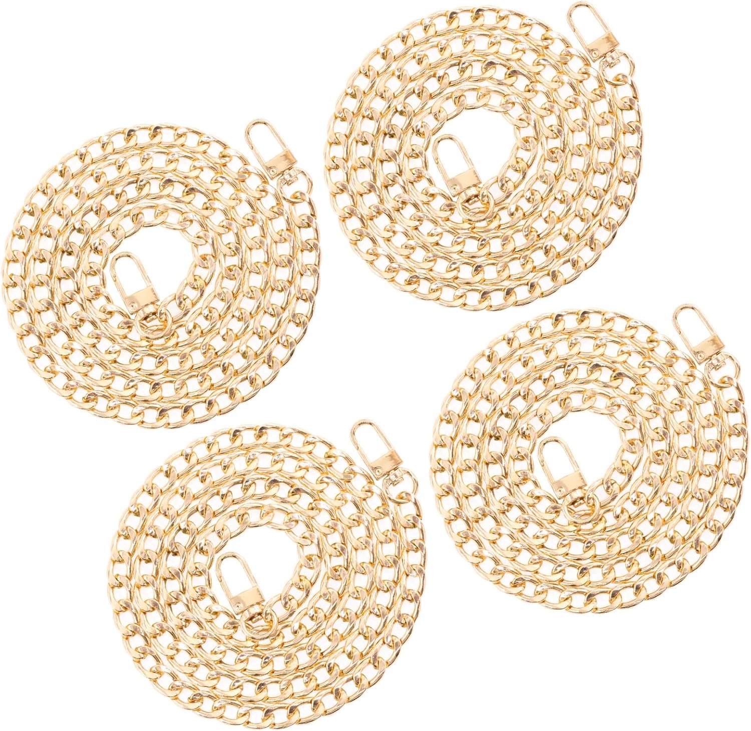 4pcs Light Gold Luxury Fashion 100cm Replacement Flat Chain Belt with Buckles Set, Flat 0.4inch Wide Enough 2.4mm for - ShopVlot