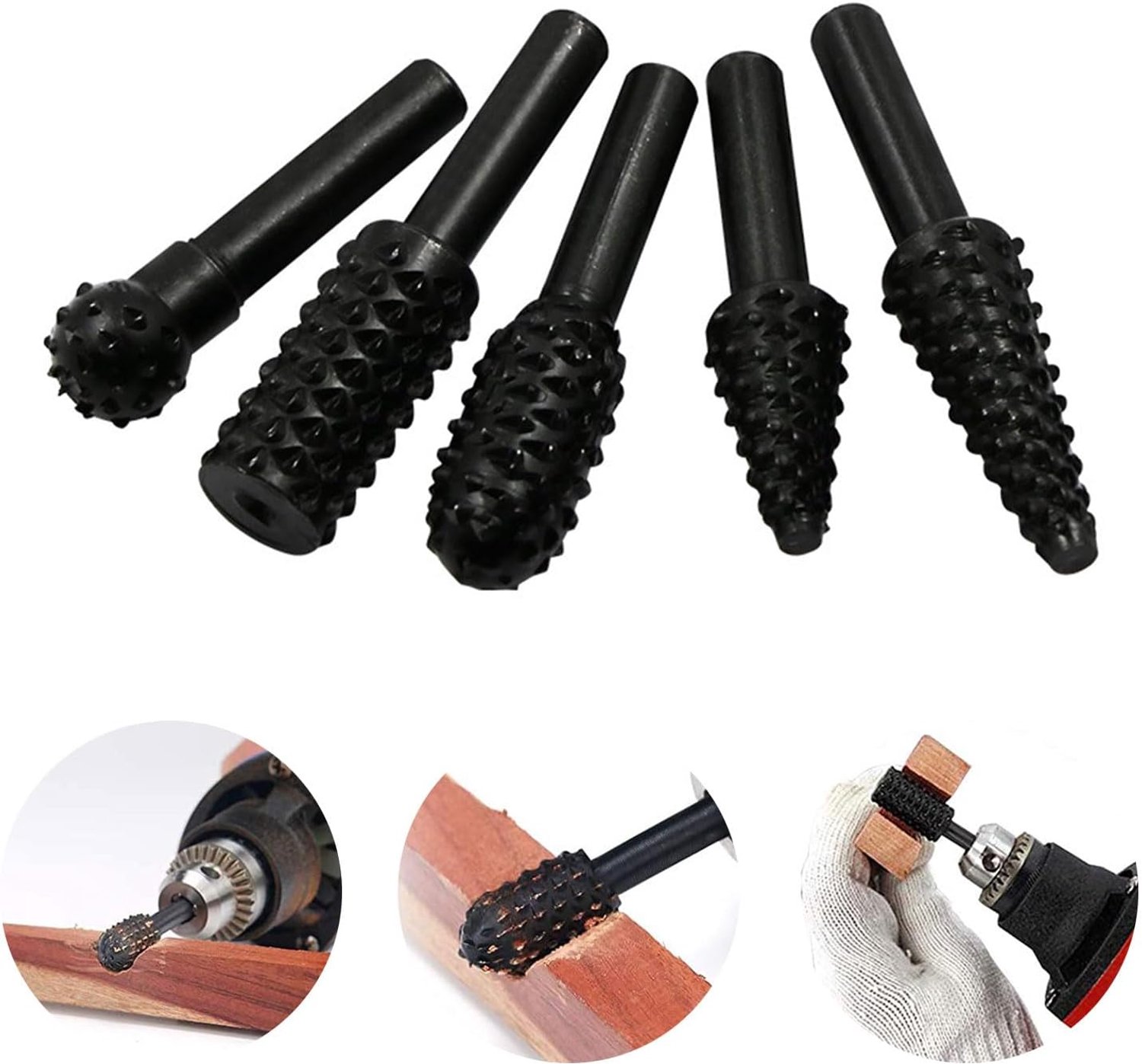 5pcs Rotary Metal Cutters Set Rotary Files Woodworking Engraving Carving Shank Tip Set for Drilling, Cutting, Polishing - ShopVlot