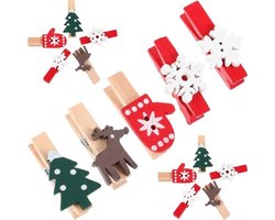 Generic 125 Stuks Delige Kerstfoto Klemmen met Houten Clips in Kerstthema Ophangen van Foto Kaarten Memo Feestdagen Compact Lichtgewicht voor Eenvoudige Opslag