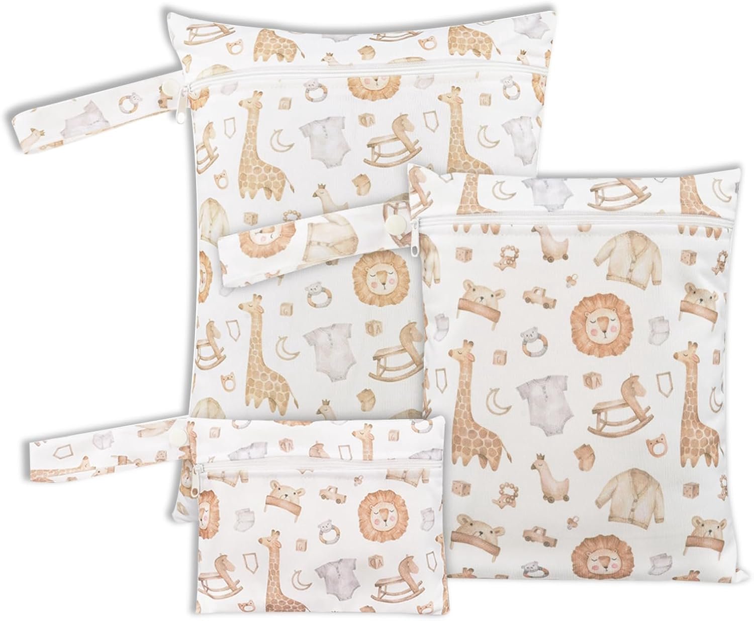 SnelShoppen - 3 Stuks Waterdichte Wet Dry Bags, Reis Waszakken, Organizer voor Luiers met Rits, Baby Item Diaper Bag, Ideaal voor Zwemmen en Reizen