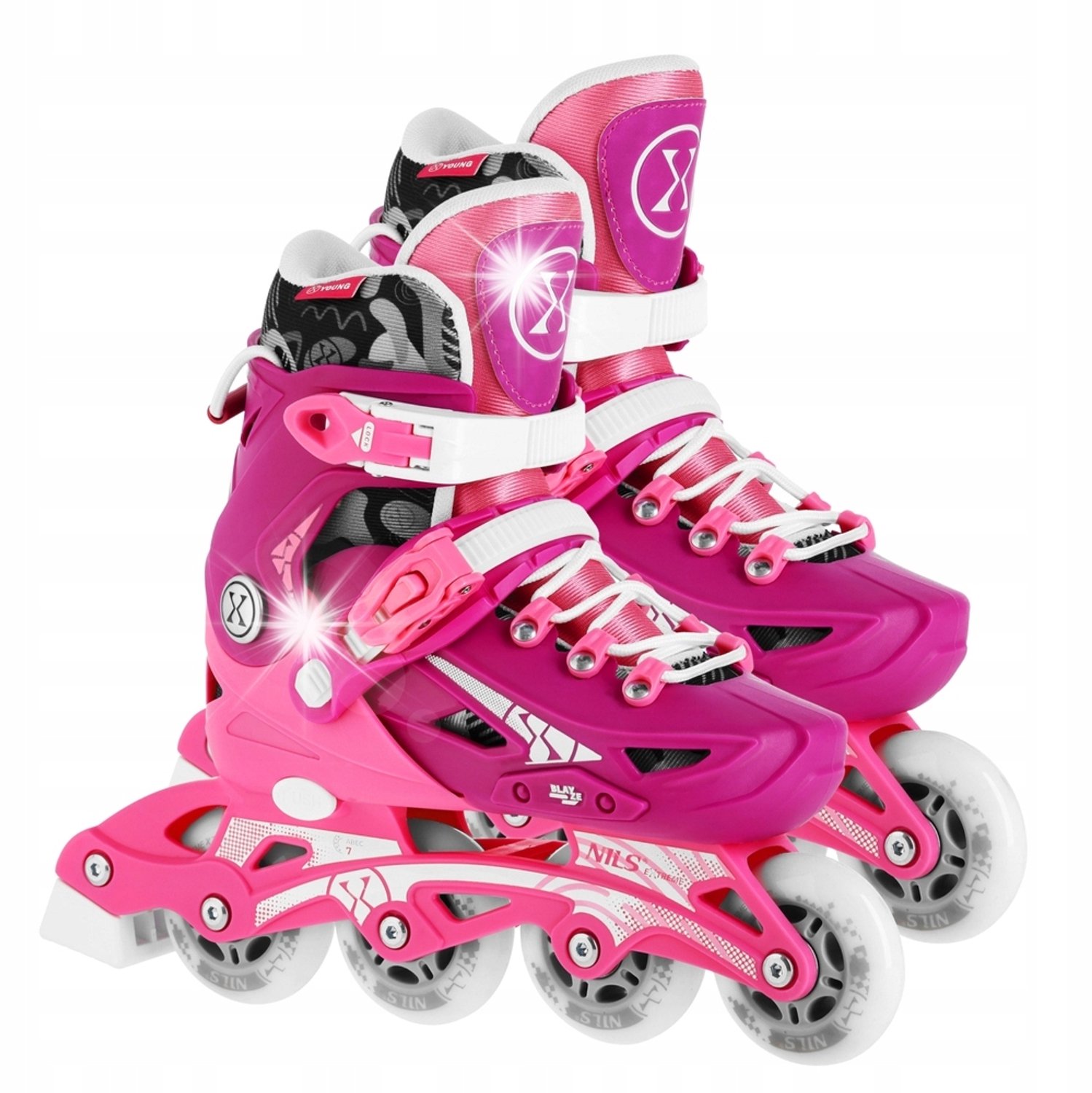 Verstelbare Kinder rolschaatsen Różowe ABEC-7 NILS
