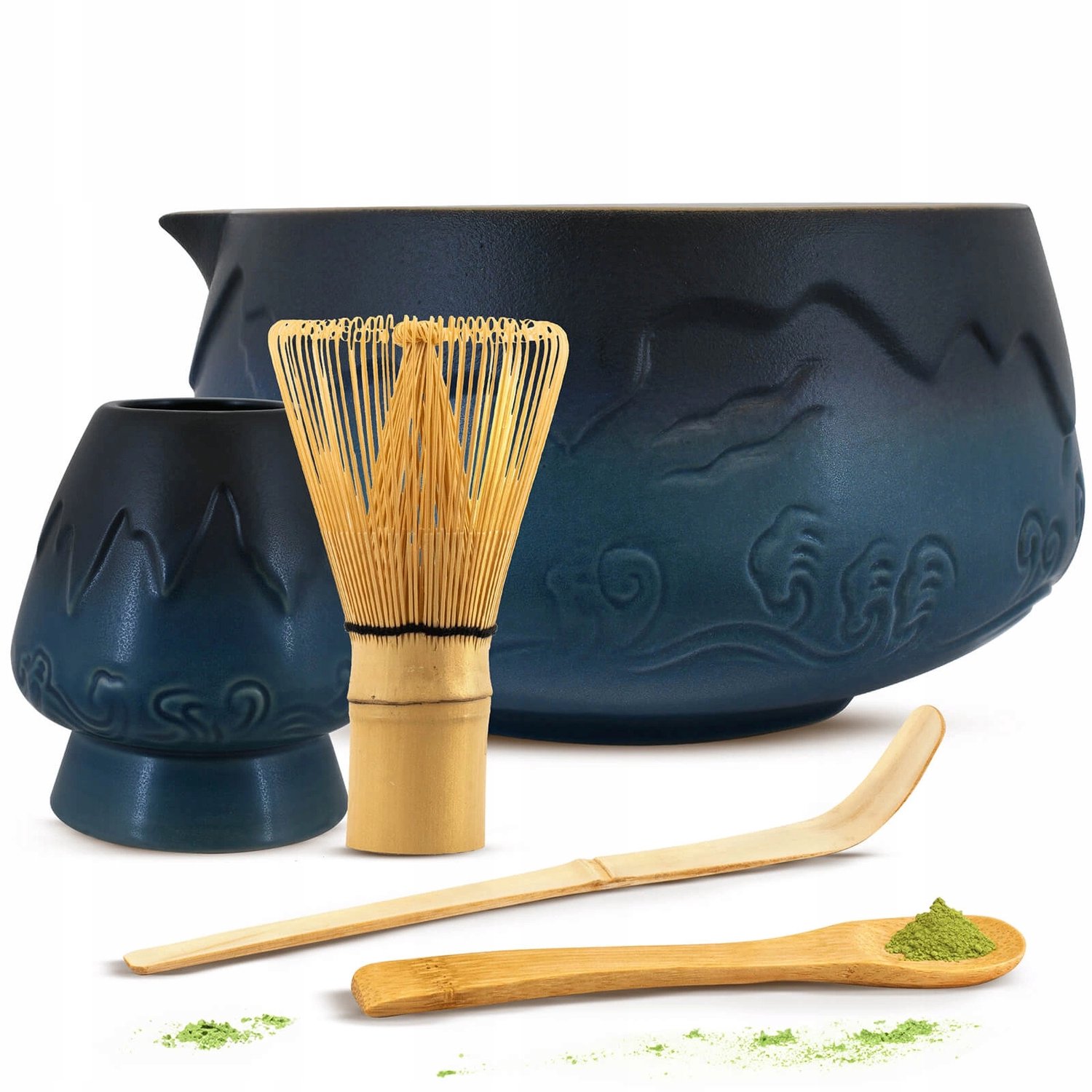 Matcha theeset: kom met kom, bamboe accessoires en houder