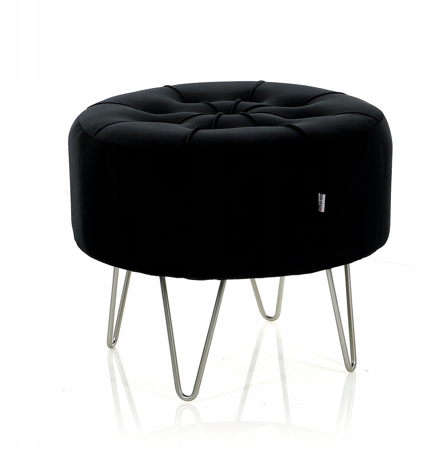 Messa Home Moderne Zwarte Ronde Poef Zitting 47x38cm - Stijlvol Design Black