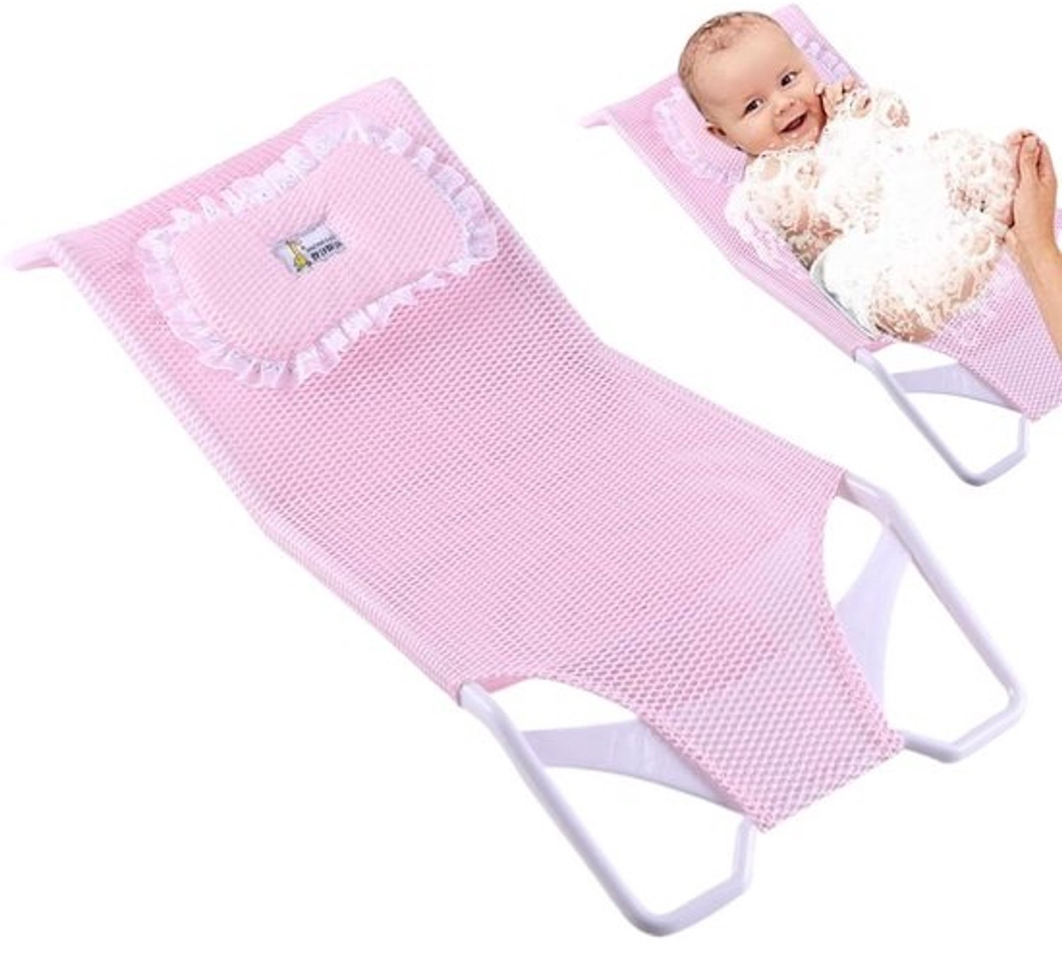 Baby Badkussen - Baby Zitje Bad - Veilig Baden - Ergonomische Pasvorm - 58 x 28 cm - Roze