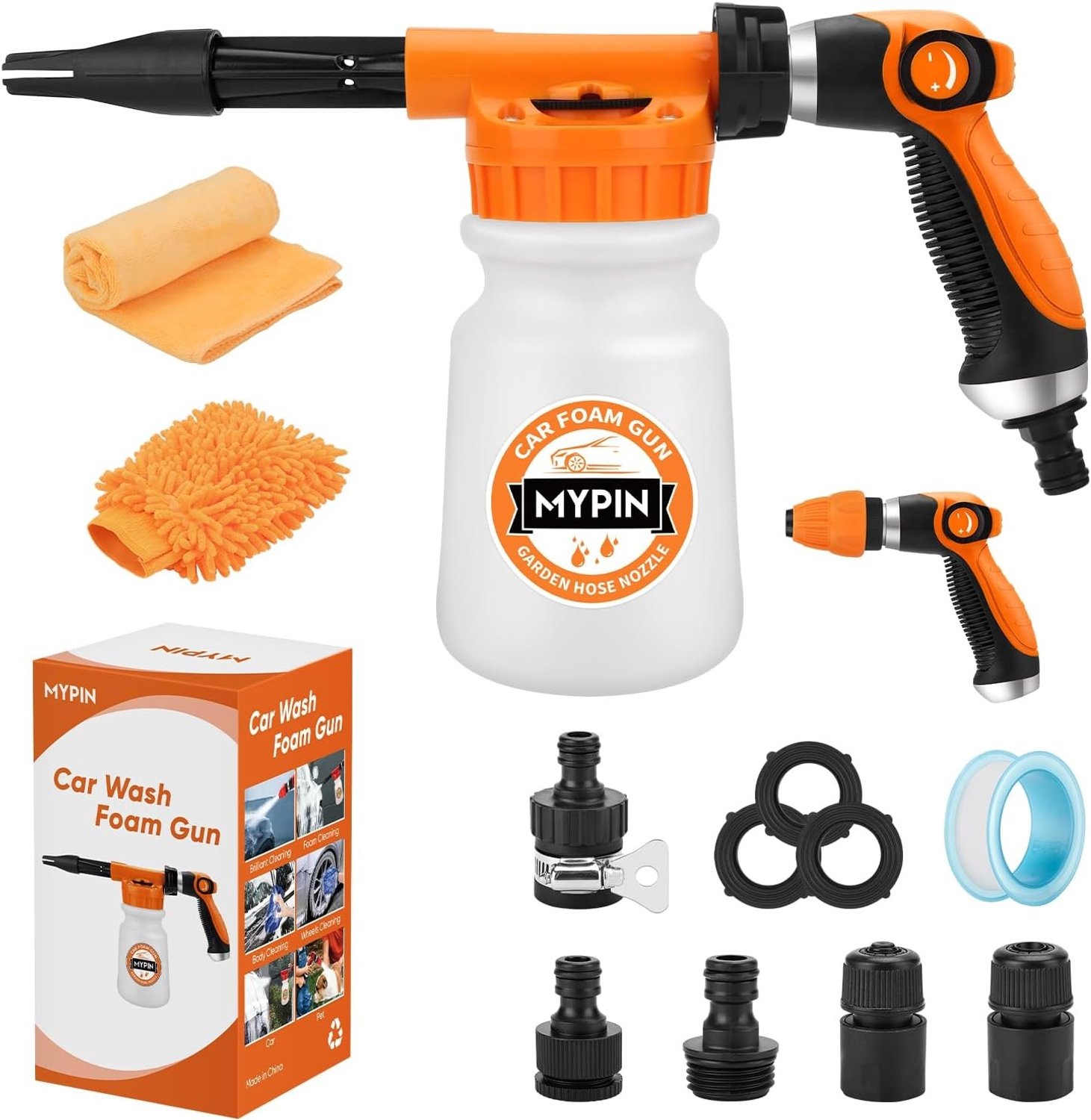 Sneeuwschuimlans - Oranje - 1000 ml - Lage Druk voor Auto- en Tuinonderhoud - Inclusief Accessoires