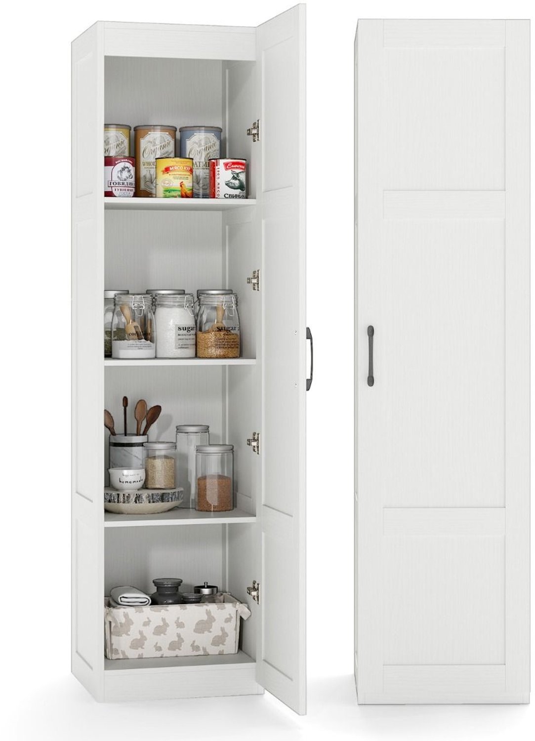SureDeal® - Buffetkast - Hoge Opbergkast Vrijstaande - Deur Wit - 40x37,5x150 cm - Wit