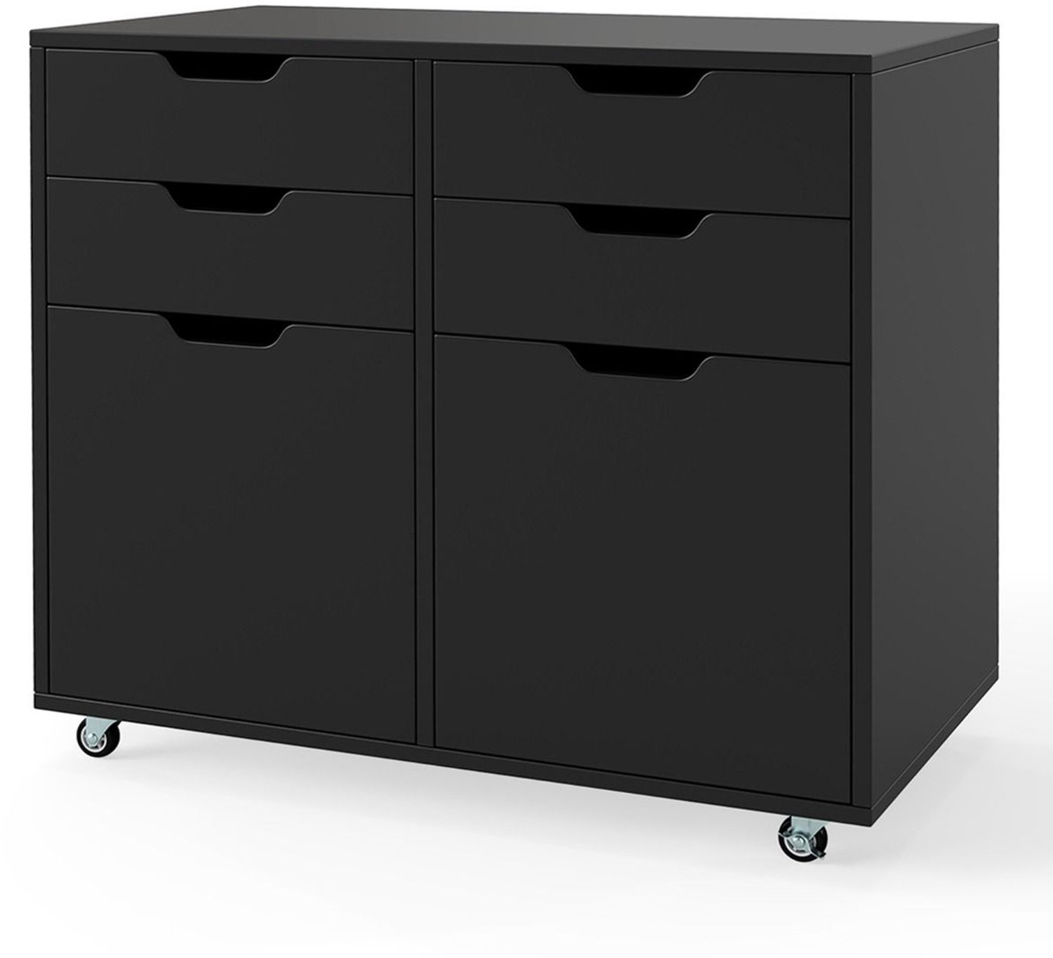 SureDeal® - Ladekast - Rollcontainer - Lades - Deuren Archiefkast - Wielen Printerstandaard Zwart - 73x40x64,5 cm - Donkerbruin