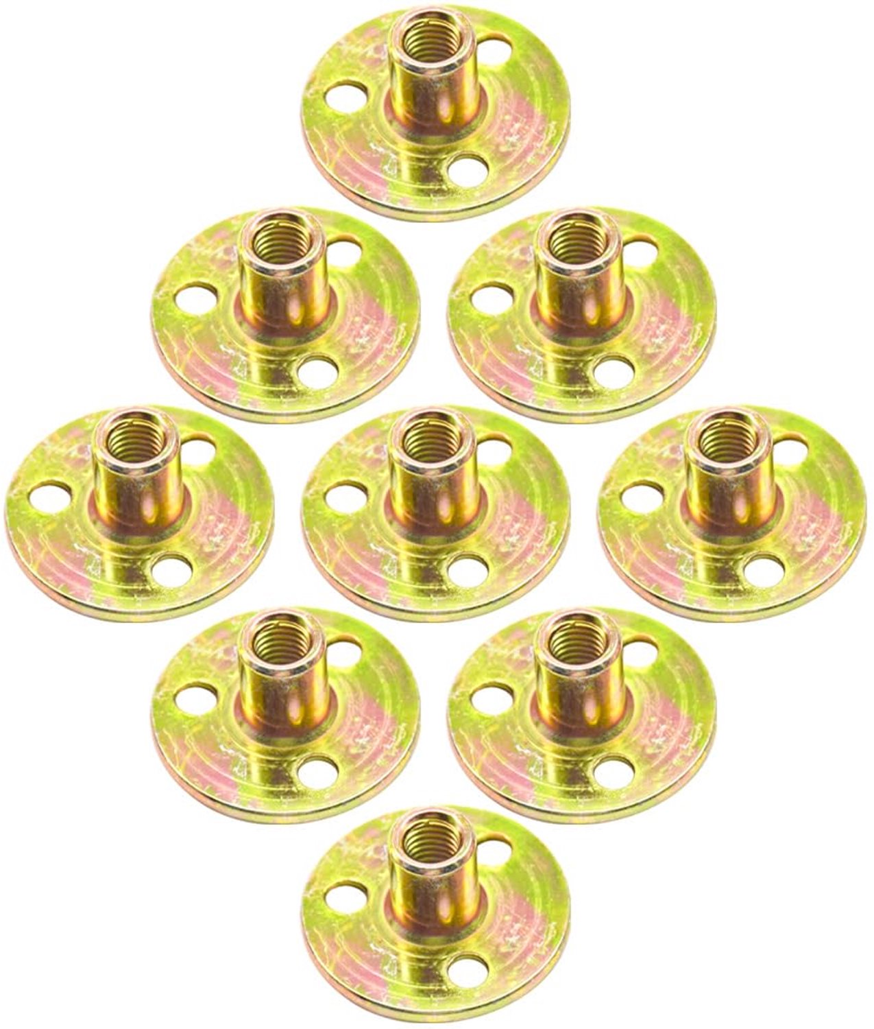 T-Nuts M8 10Pcs - Carbon Staal - Ronde Basis Flensmoer - Ideaal voor Meubelmontage - Luxento