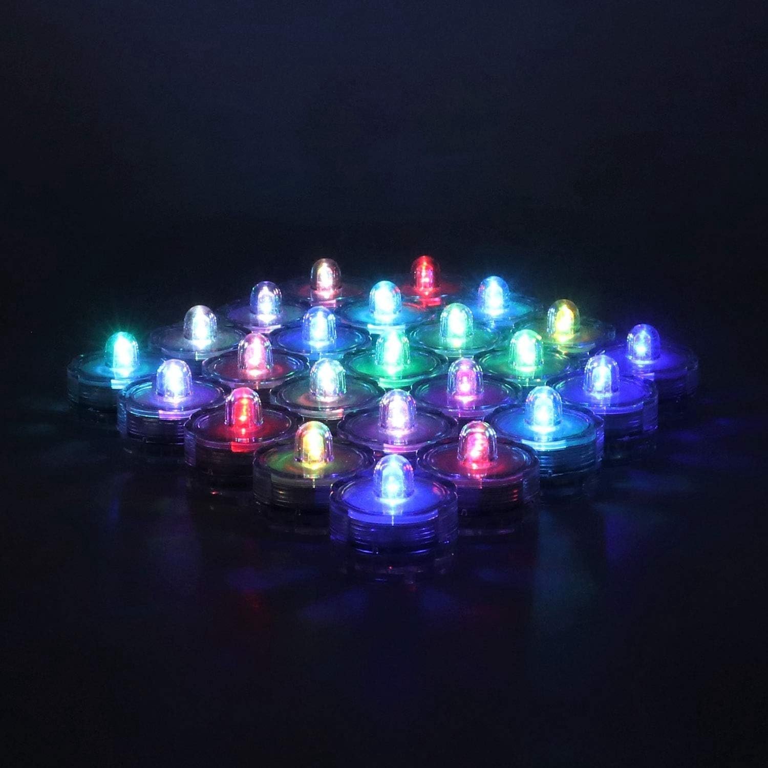 Set van 24 Waterdichte LED-Theelichtjes - RGB - - Sfeerlicht voor Bruiloft en Feest