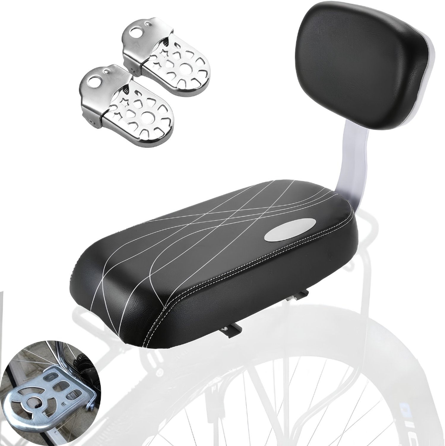 KLS® Fietszitje Achter - Fietsstoeltje Achterzitje - Achterzitje Fiets - ZWart - 34cm x 16cm x 5cm