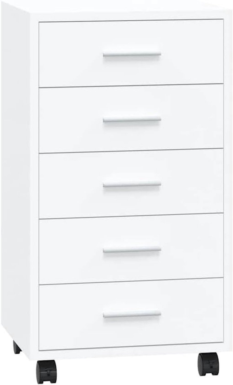 Ladekast met wieltjes - Opbergmeubel lades - Kantoor ordenen - 5 Lades - 33x38x63 cm - Hoogglans wit