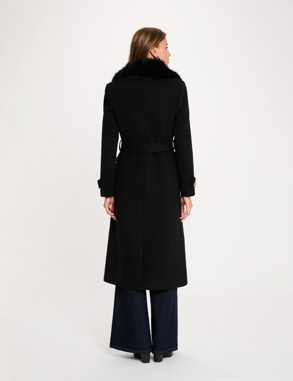 Morgan - Belted Long Coat 262-Gpeaks Black - Maat : 42